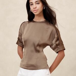 Banana Republic Factory Brown Satin Blouse